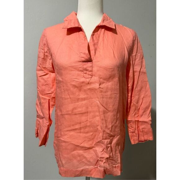Lilly Pulitzer Gasparilla tunic 100% Linen orange 3/4 sleeve S - Picture 2 of 6